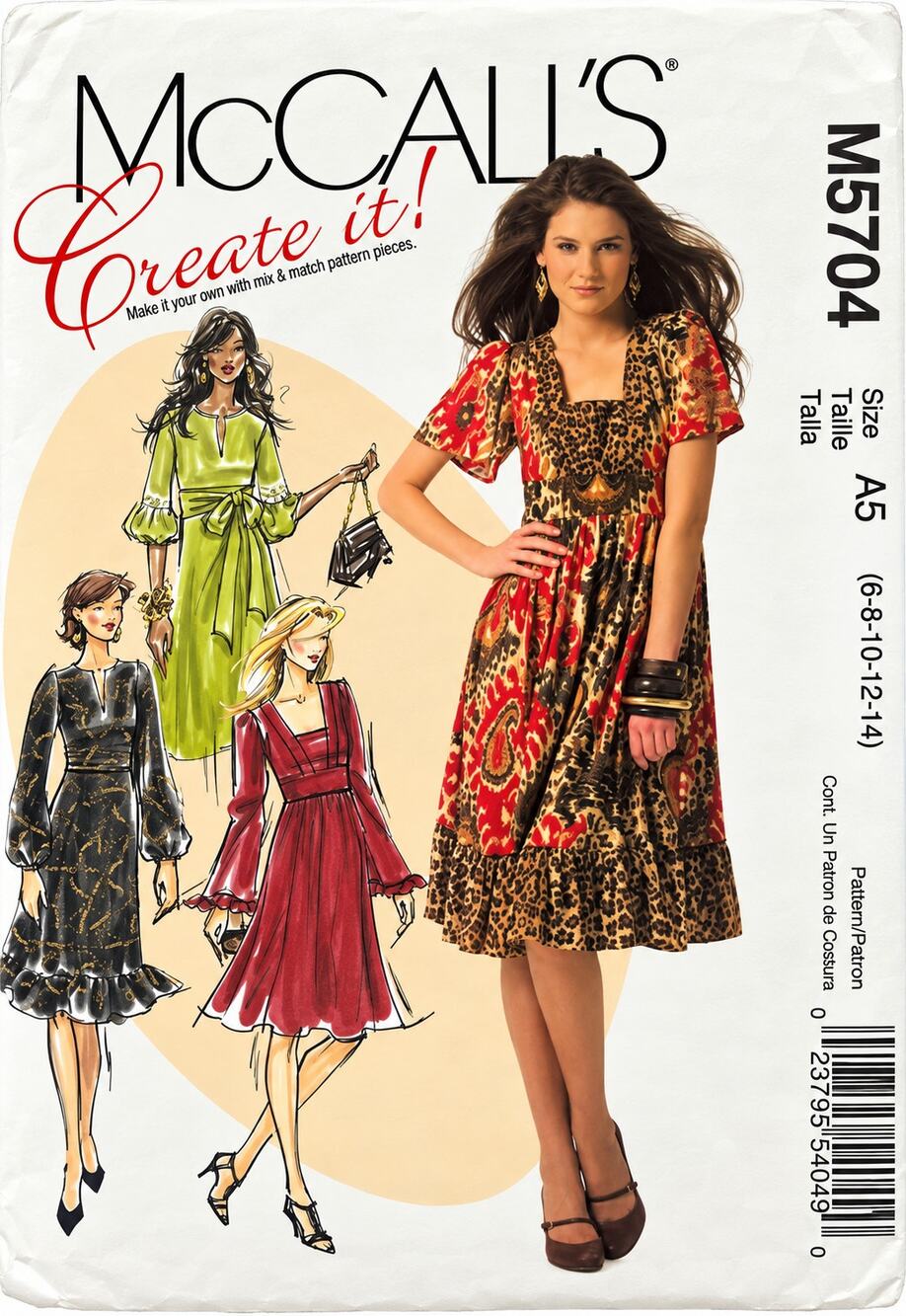 McCalls 5704 Misses Create It Swing Flamenco Salsa Dress size 6 8 10 12 14 Uncut